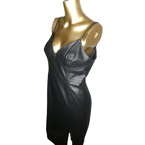 Leather Calvin Klein Black Out On The Evening‎ Dress Size 8 - Picture 3 of 8